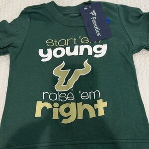 USF Fanatics Green Kids Tee with Gold Graphic